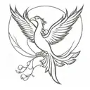 Symmetrical Phoenix tattoo design idea