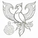 Symmetrical Phoenix tattoo design idea