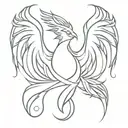 Symmetrical Phoenix tattoo design idea