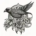 Symmetrical Bird tattoo design idea
