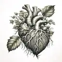 a broken heart growing roots tattoo design idea