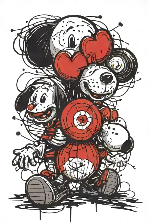 snoopy and pennywise tattoo design idea