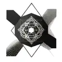 A geometric design incorporating elements that represent your relationship with your girlfriend tattoo design idea