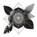 A geometric design incorporating elements that represent your relationship with your girlfriend tattoo design idea