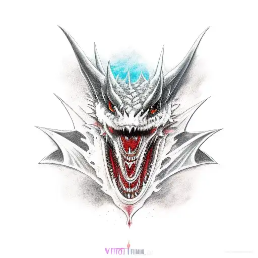 evil dragon bat throat tatto tattoo design idea
