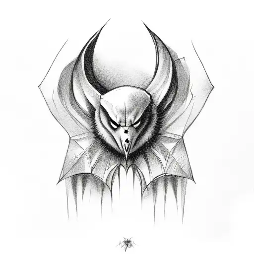 goth bat , throat tatto tattoo design idea