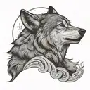 wolf howling at the moon tattoo design idea