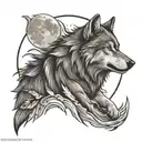 wolf howling at the moon tattoo design idea