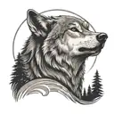 wolf howling at the moon tattoo design idea