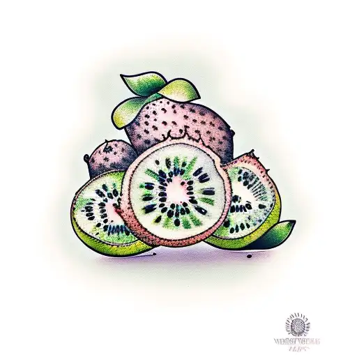 kiwi fruit and rice plant  tattoo design idea