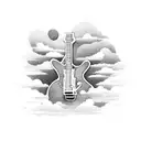 guitars in clouds tattoo design idea