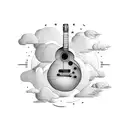 guitars in clouds tattoo design idea
