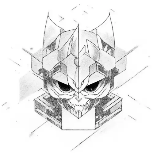 Combine elements from different anime series into a dynamic composition tattoo design idea