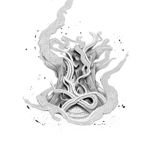 kintsugi totem tentacle tattoo design idea