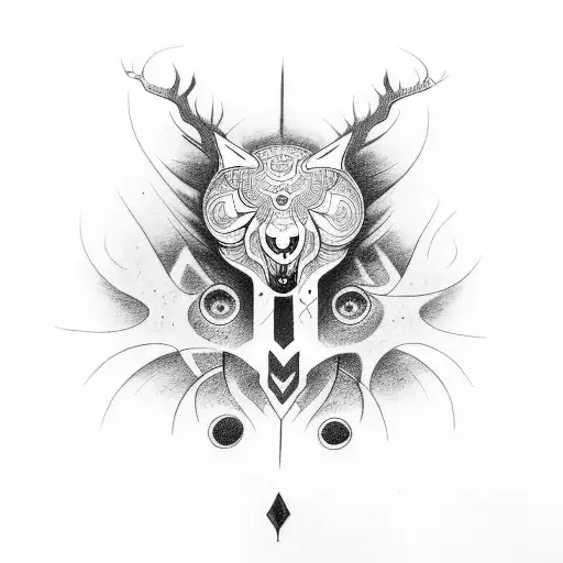 totem mythic shamanistic strange tattoo design idea