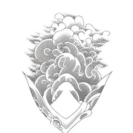 waves Japanese creative tattoo design idea