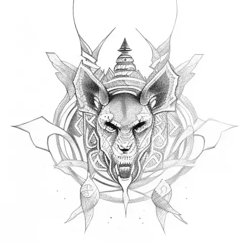 totem mythic shamanistic strange tattoo design idea