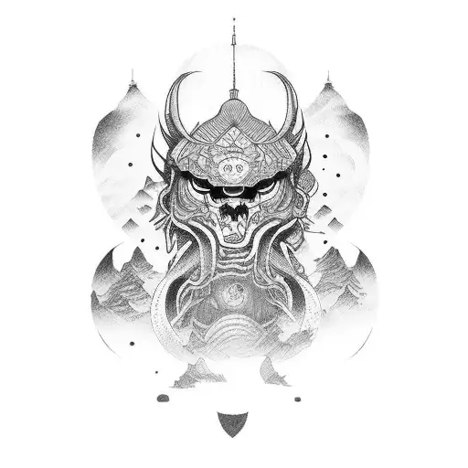 totem mythic japan solar tattoo design idea