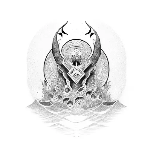 totem Druid waves tattoo design idea