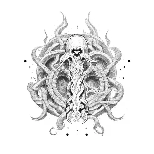 totem shaman tentacle tattoo design idea