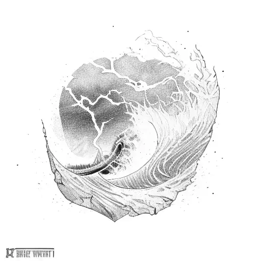 kintsugi totem wave tattoo design idea