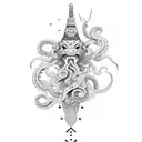 Japan totem with lines or tentacles tattoo design idea