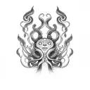 Japan totem with lines or tentacles tattoo design idea
