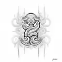 Japan totem with lines or tentacles tattoo design idea
