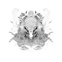 totem mythic japan wave tattoo design idea