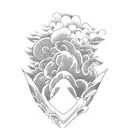 waves Japanese creative tattoo design idea