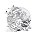 waves Japanese creative tattoo design idea