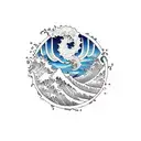 waves Japanese creative tattoo design idea