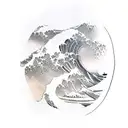 waves Japanese creative tattoo design idea