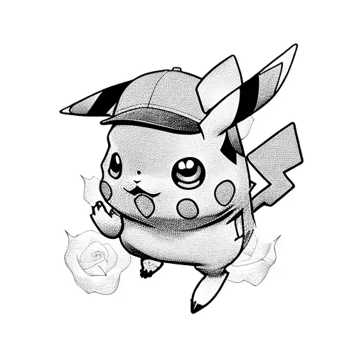 Pikachu and rose tattoo design idea