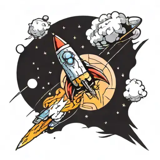 A rocket on the background of the Earth tattoo design idea