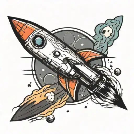 A rocket on the background of the Earth tattoo design idea