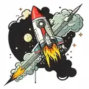A rocket on the background of the Earth tattoo design idea