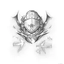 A movie clapperboard with anime-inspired symbols and characters tattoo design idea