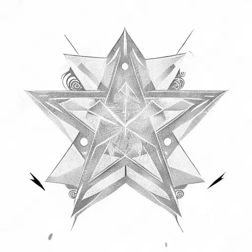 imperfect vector star with five tail tattoo design idea