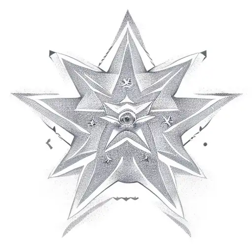 imperfect vector star with five tail tattoo design idea