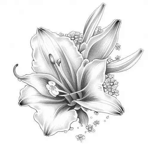 a flower bouquet of lily of the valleys wrapped in newspaper  tattoo design idea