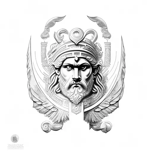 greek gods, architecture, balance tattoo design idea