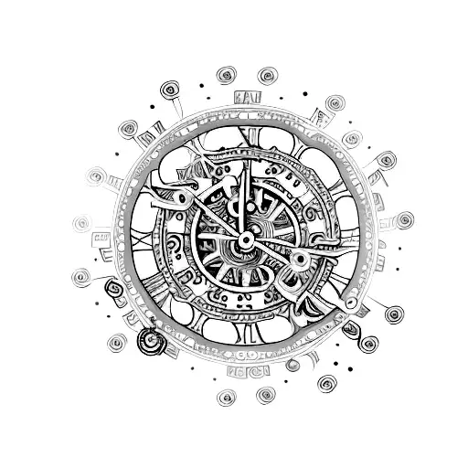 11:11 clock with intricate gears and cogs tattoo design idea