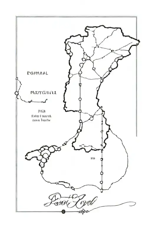 Portugal map with rosary outline tattoo design idea