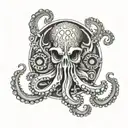 gear, octopus, forge, weld, grill, harp, sea tattoo design idea