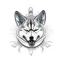 xenomorph with shiba-inu head tattoo design idea