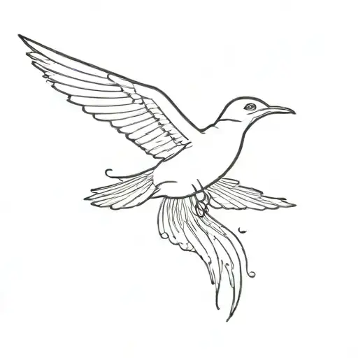 Lark diving into water plunging and flying upwards tattoo design idea