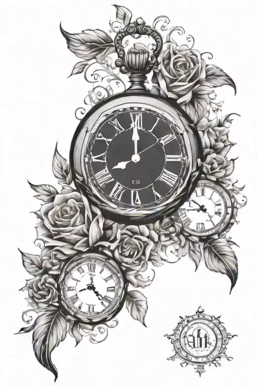 clock date of birth tattoo design idea