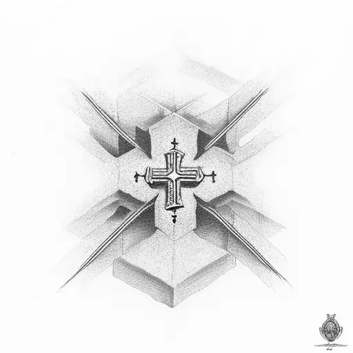 Christian Cross with psalm tattoo design idea