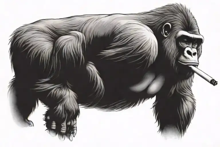 gorilla smoking tattoo design idea